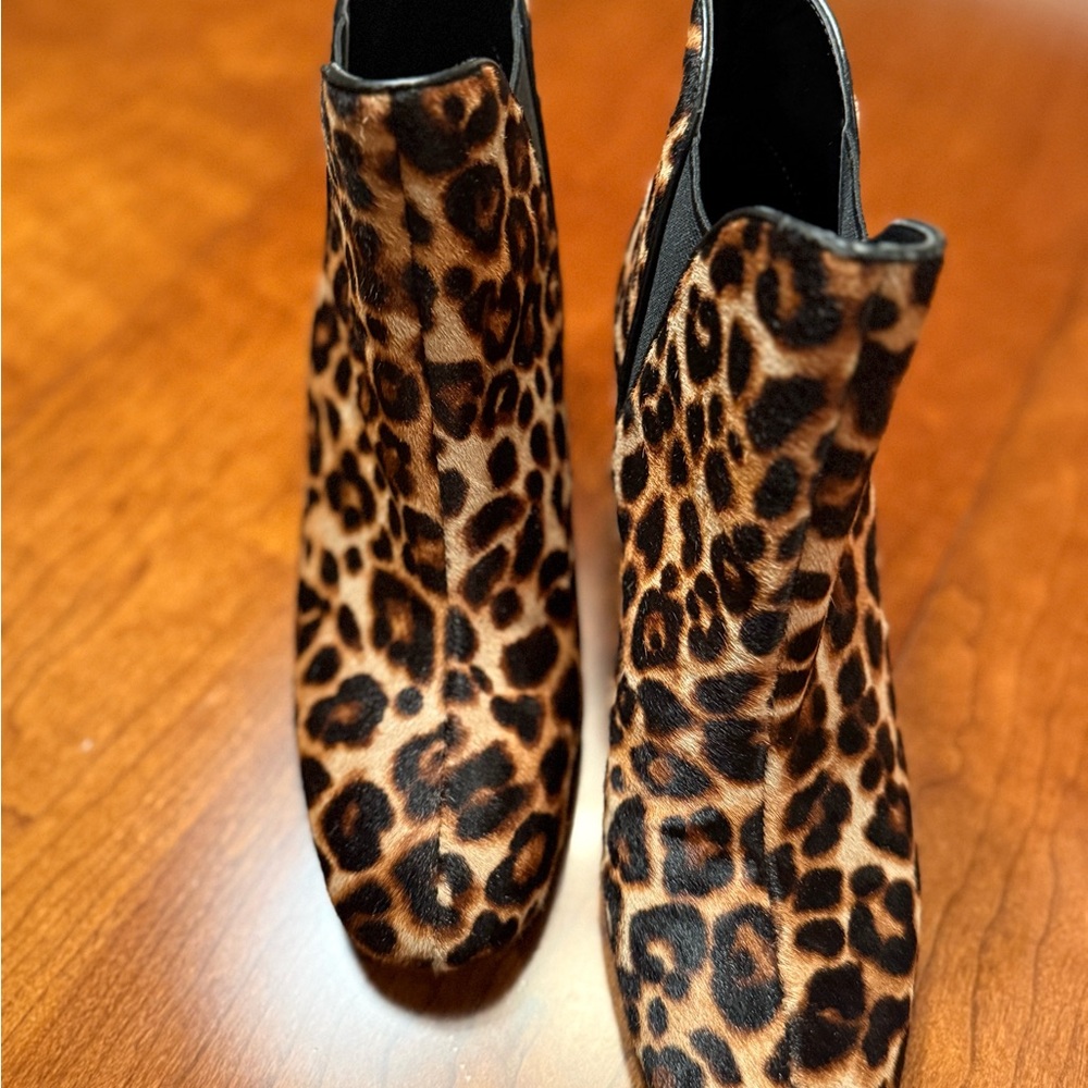 White House Black Market Leopard Print Ankle Booties